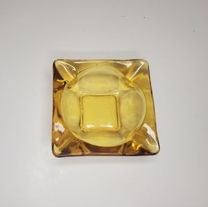 Small Amber glass small square ashtray
